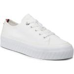 Przecenione Białe Niskie sneakersy damskie marki Tommy Hilfiger w rozmiarze 41 