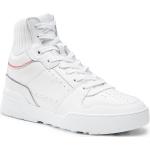 Przecenione Białe Wysokie sneakersy damskie z gładkiej skóry marki Tommy Hilfiger w rozmiarze 38 