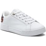 Przecenione Białe Buty skórzane damskie ze skóry marki Tommy Hilfiger w rozmiarze 37 