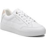 Przecenione Białe Niskie sneakersy damskie z gładkiej skóry marki Tommy Hilfiger w rozmiarze 37 