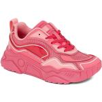 Różowe Masywne sneakersy damskie dżinsowe 