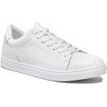 Przecenione Białe Niskie sneakersy damskie z gładkiej skóry marki Trussardi w rozmiarze 45 