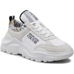 Przecenione Białe Niskie sneakersy męskie dżinsowe marki VERSACE Jeans Couture w rozmiarze 43 