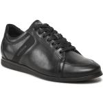 Przecenione Czarne Niskie sneakersy męskie z gładkiej skóry marki Wojas w rozmiarze 41 