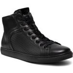Przecenione Czarne Wysokie sneakersy męskie z gładkiej skóry marki Wojas w rozmiarze 41 