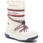 Przecenione Beżowe Śniegowce damskie na zimę marki Tommy Hilfiger w rozmiarze 30 