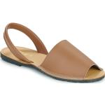 Przecenione Brązowe Sandały skórzane damskie na lato marki So Size w rozmiarze 44 - wysokość obcasa do 3cm 