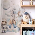 Wielokolorowe Naklejki na ścianę dla dzieci z motywem kosmosu 