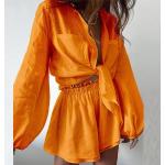 Pomarańczowe Krótkie spodnie damskie do prania ręcznego w stylu casual bawełniane na wiosnę w rozmiarze XL 