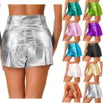 Fioletowe Krótkie spodnie damskie metaliczne z połyskiem z poliestru na imprezę w rozmiarze XL 