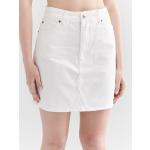 Przecenione Białe Mini spódniczki damskie dżinsowe mini 