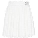 Białe Krótkie spódnice damskie z frędzlami w kratkę z wiskozy marki BALMAIN w rozmiarze M 