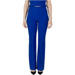 Niebieskie Szerokie spodnie damskie z motywem miast w stylu biznesowym z poliestru marki RINASCIMENTO w rozmiarze XL 