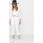 Przecenione Białe Lniane spodnie damskie z wiskozy marki Brixton w rozmiarze XS 