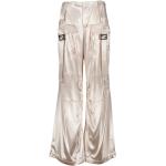 Beżowe Spodnie z obniżonym stanem damskie gładkie z wiskozy marki Fendi w rozmiarze S 