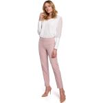 Różowe Spodnie cygaretki damskie z elastanu marki MOE w rozmiarze XL 