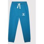 Przecenione Niebieskie Spodnie dziecięce dresowe marki Hummel w rozmiarze 92 