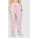 Przecenione Różowe Spodnie dresowe damskie Tapered fit sportowe marki Under Armour w rozmiarze S 
