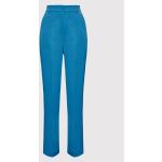 Przecenione Niebieskie Spodnie materiałowe damskie marki RINASCIMENTO w rozmiarze XS 