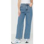 Przecenione Niebieskie Szerokie jeansy damskie dżinsowe marki RVCA 