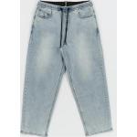 Niebieskie Elastyczne jeansy męskie sprane luźne dżinsowe marki Volcom w rozmiarze L 
