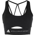 Czarne Bluzki sportowe bez rękawów w paski eleganckie marki adidas Adidas by Stella McCartney w rozmiarze XS 