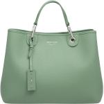 Zielone Shopper bags damskie z odpinanym paskiem gładkie eleganckie marki Emporio Armani 
