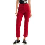 Czerwone Zniszczone jeansy damskie Mom dżinsowe na zimę marki Desigual w rozmiarze S 