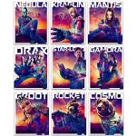 Strażnicy Galaktyki Vol. 3 plakaty z postaciami, zestaw 10 artystycznych wydruków ściennych – z udziałem Star-Lorda, Gamora, Drax, Rocket, Groot, Mgławicy, Modliszki, Kraglin i Cosmo (po 8 x 10 sztuk)
