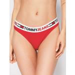 Przecenione Czerwone Stringi damskie dżinsowe marki Tommy Hilfiger TOMMY JEANS w rozmiarze XS 