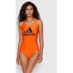 Przecenione Pomarańczowe Stroje kąpielowe jednoczęściowe damskie marki adidas w rozmiarze XS 