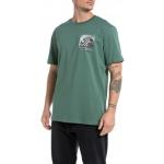 Zielone Koszulki męskie z krótkimi rękawami eleganckie marki Replay w rozmiarze XL 