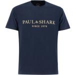 Niebieskie Koszulki z nadrukiem męskie z krótkimi rękawami bawełniane marki PAUL & SHARK w rozmiarze M 