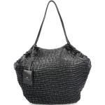 Przecenione Czarne Shopper bags damskie z kieszenią na telefon eleganckie ze skóry syntetycznej - Zrównoważony rozwój 