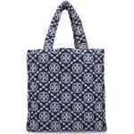 Niebieskie Shopper bags damskie eleganckie marki Tory Burch 
