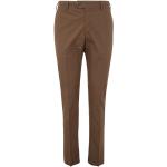 Brązowe Eleganckie spodnie męskie z bawełny seersucker marki Pantaloni Torino w rozmiarze XL 