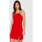 Przecenione Czerwone Sukienki dzienne damskie dżinsowe marki Tommy Hilfiger TOMMY JEANS w rozmiarze L 