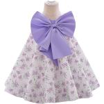 Fioletowe Sukienki dziecięce letnie dla dziewczynek do prania ręcznego z motywem kwiatów eleganckie tiulowe - Pierwsza Komunia - wiek: 0-6 miesięcy 