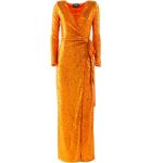 Pomarańczowe Długie sukienki damskie z cekinami z dekoltem w serek w rozmiarze XL 
