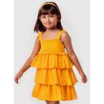 Pomarańczowe Sukienki dziecięce letnie dla dziewczynek marki Mayoral 