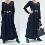 Czarne Sukienki z długim rękawem damskie z długimi rękawami maxi w rozmiarze S 