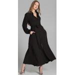 Czarne Długie sukienki damskie z długimi rękawami maxi marki Lanti 