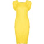 Żółte Sukienki midi damskie bez rękawów z wiskozy z okrągłym dekoltem do kolan marki Silvian Heach w rozmiarze XS 