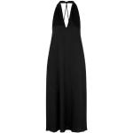 Czarne Sukienki satynowe damskie w paski satynowe z dekoltem w serek marki Samsøe & Samsøe w rozmiarze L 