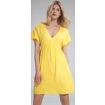 Żółte Sukienki z bufkami damskie z elastanu marki Figl 