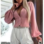 Khaki Bluzki z dekoltem damskie gładkie w stylu casual z dekoltem w serek na lato w rozmiarze XL 