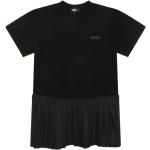 Czarne Sukienki dziecięce z krótkim rękawkiem dla dziewczynek do prania w pralce z poliestru marki DKNY | Donna Karan 