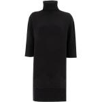 Czarne Eleganckie sukienki damskie z dekoltem typu półgolf na zimę marki Ermanno Scervino 