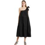 Czarne Sukienki midi damskie z falbankami bawełniane w rozmiarze M 