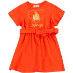 Pomarańczowe Sukienki dziecięce z krótkim rękawkiem dla dziewczynek marki LANVIN 